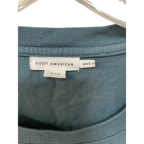 Good American Womens Essential Boytriend Crew Tee Oversized Fit Orion Blue XL - Picture 3 of 6